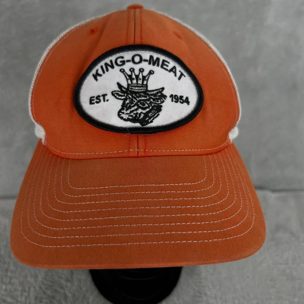 Richardson King-O-Meat Trucker Hat Orange Mesh Snapback Farm Cap Joke Funny